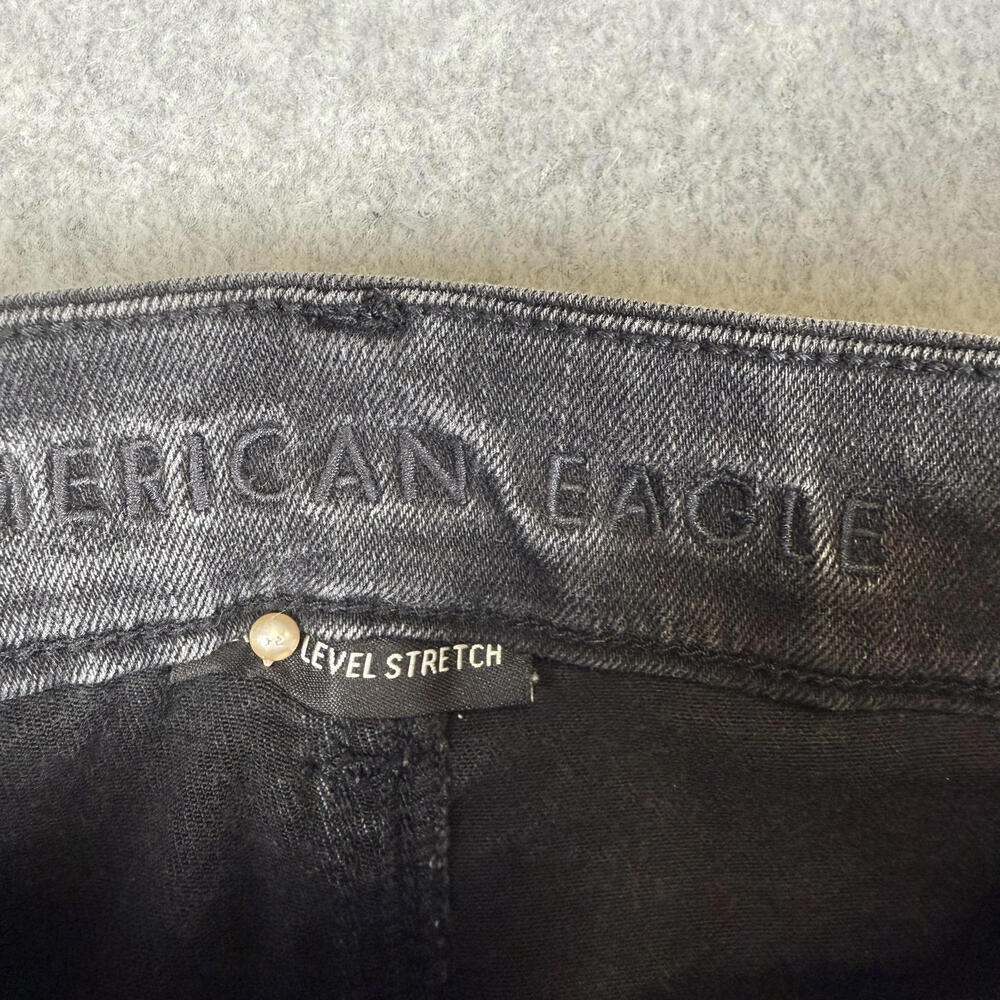 American Eagle Women's Size 6 Black Button Fly Next Level Stretch Wide Leg Jeans - Picture 2 of 9